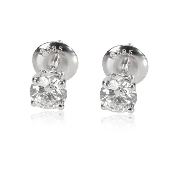 Blue Nile Diamond Stud Earring in 14K White Gold GIA Certified E VVS2 0.80 CTW - Picture 1 of 4